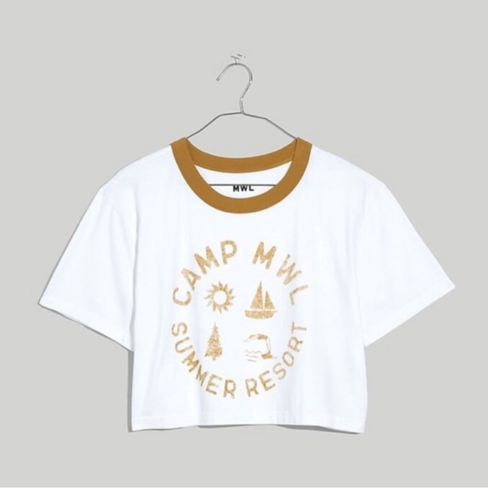 Madewell Cropped Camp MWL Summer Resort Short Sleeved Top Size XS